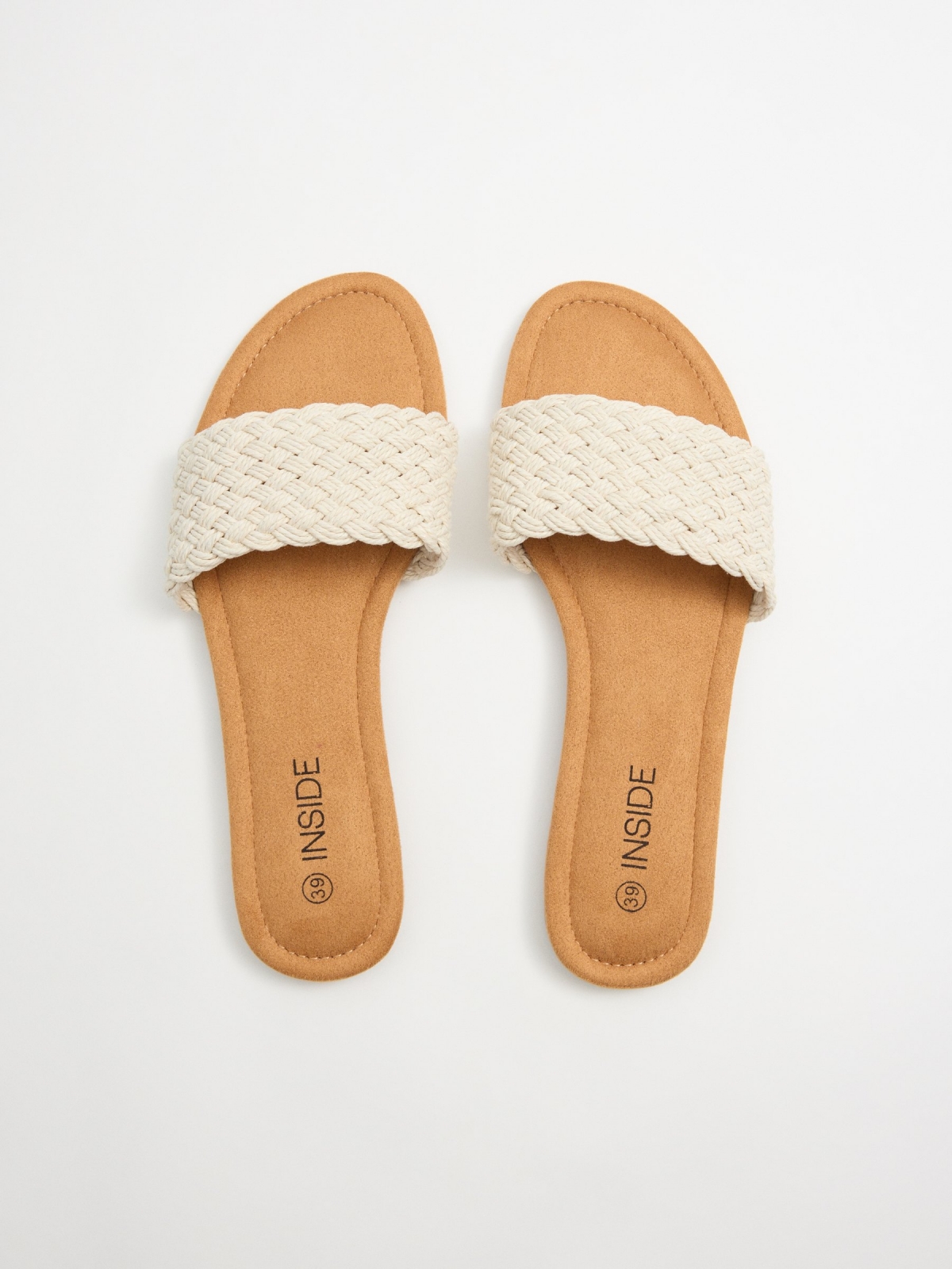 Sandália trançada branco gelo off white vista superior