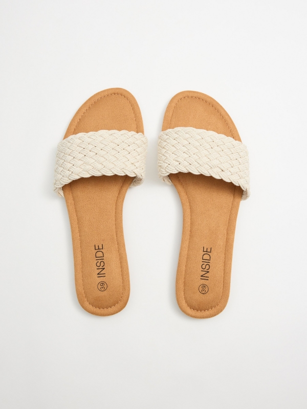 Sandália trançada branco gelo off white vista superior