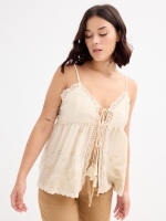 %Pto% Embroidered tops with lace sand