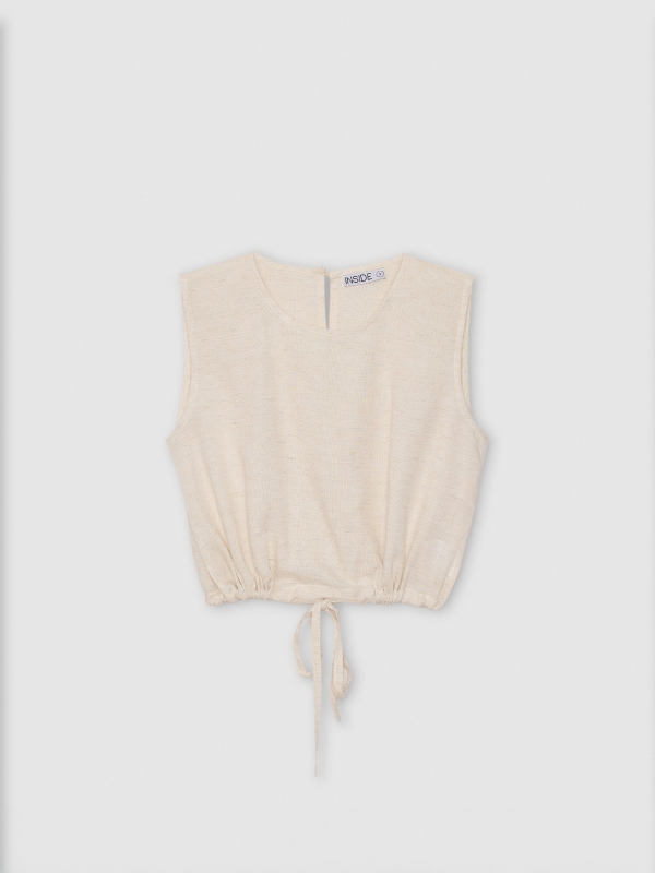Sleeveless sand blouse beige detail view