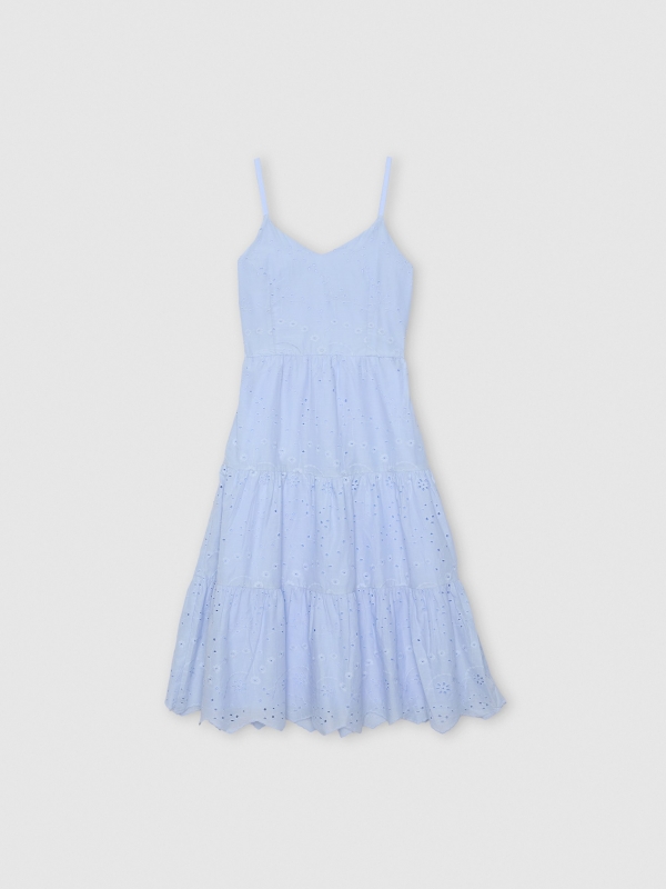 Vestido largo paneles azul vista detalle