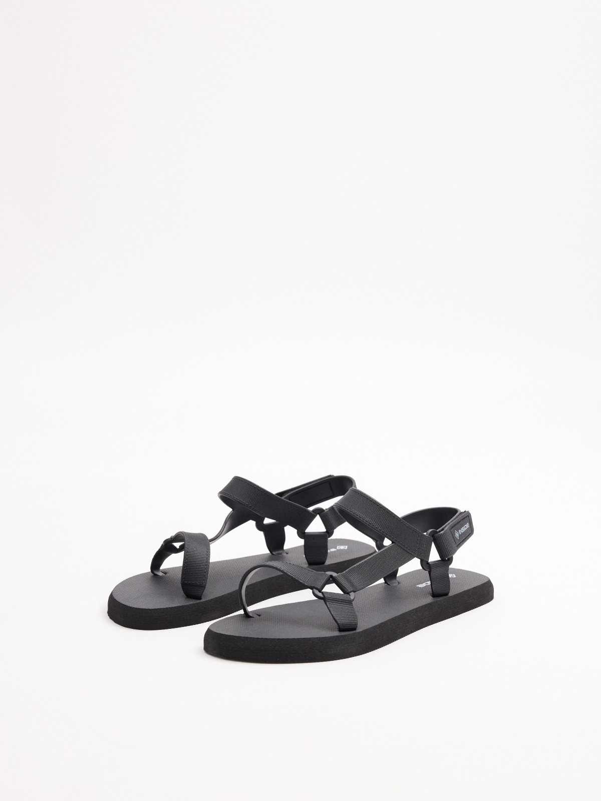 Velcro strap sandal black 45º front view