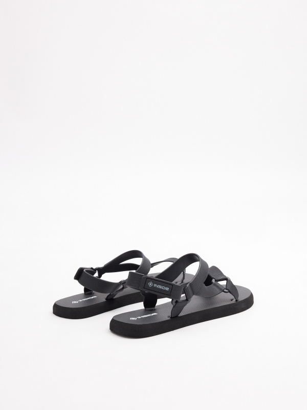 Velcro strap sandal black 45º back view