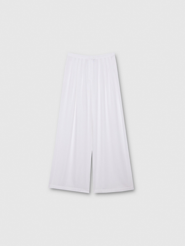  Pantalón fluido con lino blanco vista frontal
