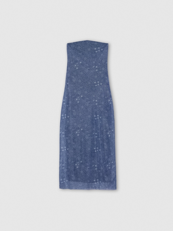 Fitted strapless midi dress navy detail view