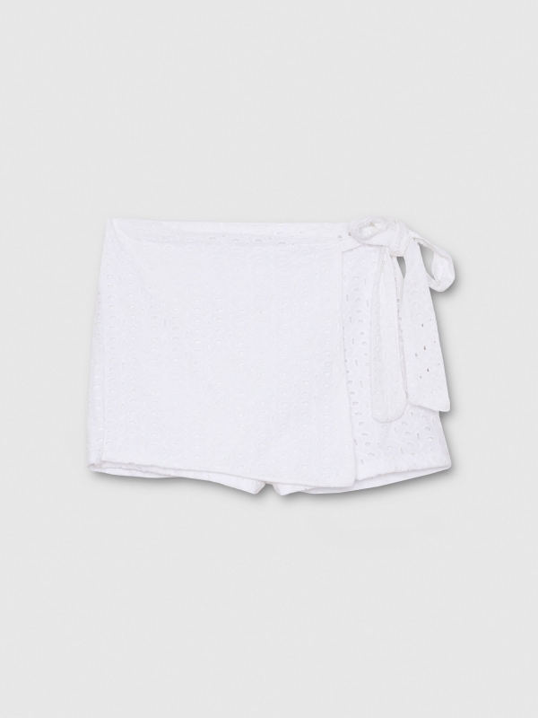 Falda pantalón bordados blanco vista detalle