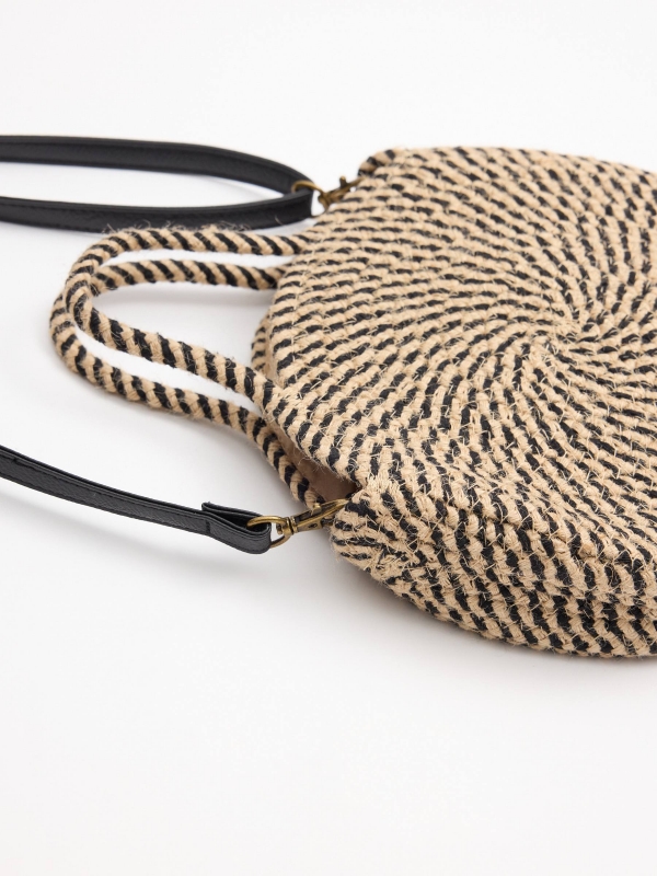 Bolso redondo bicolor negro vista general trasera