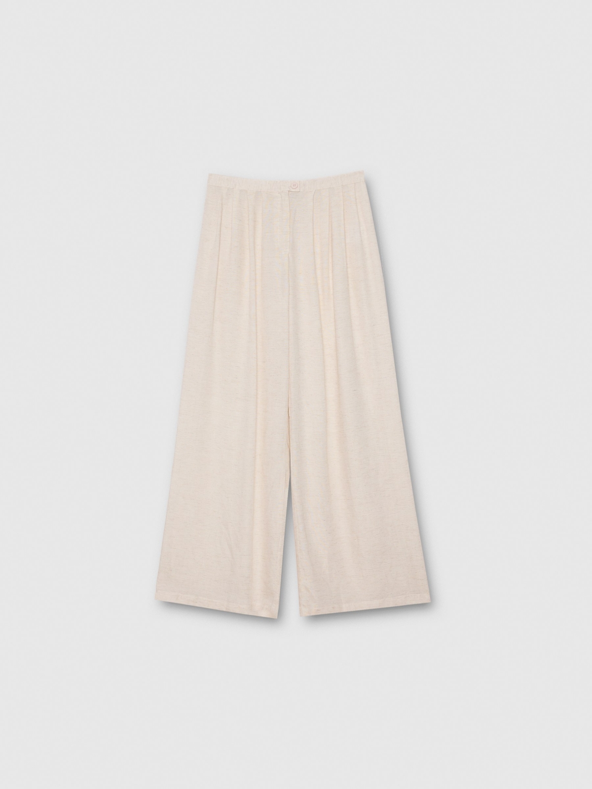  Calça fluida com linho bege vista frontal