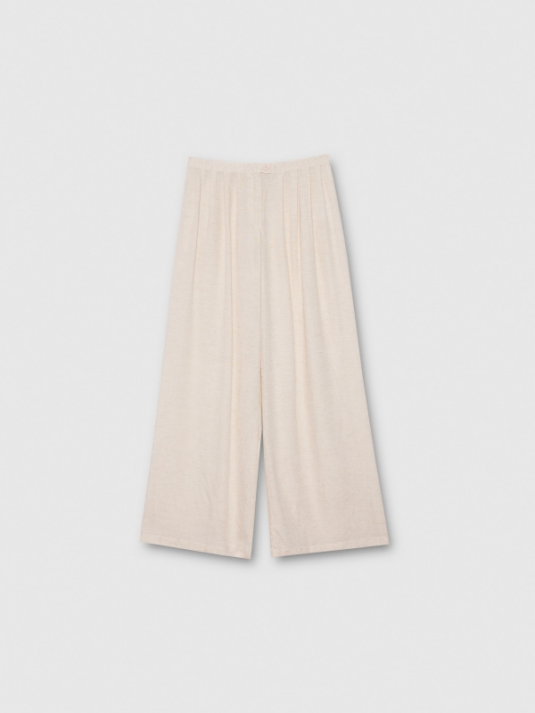  Calça fluida com linho bege vista frontal