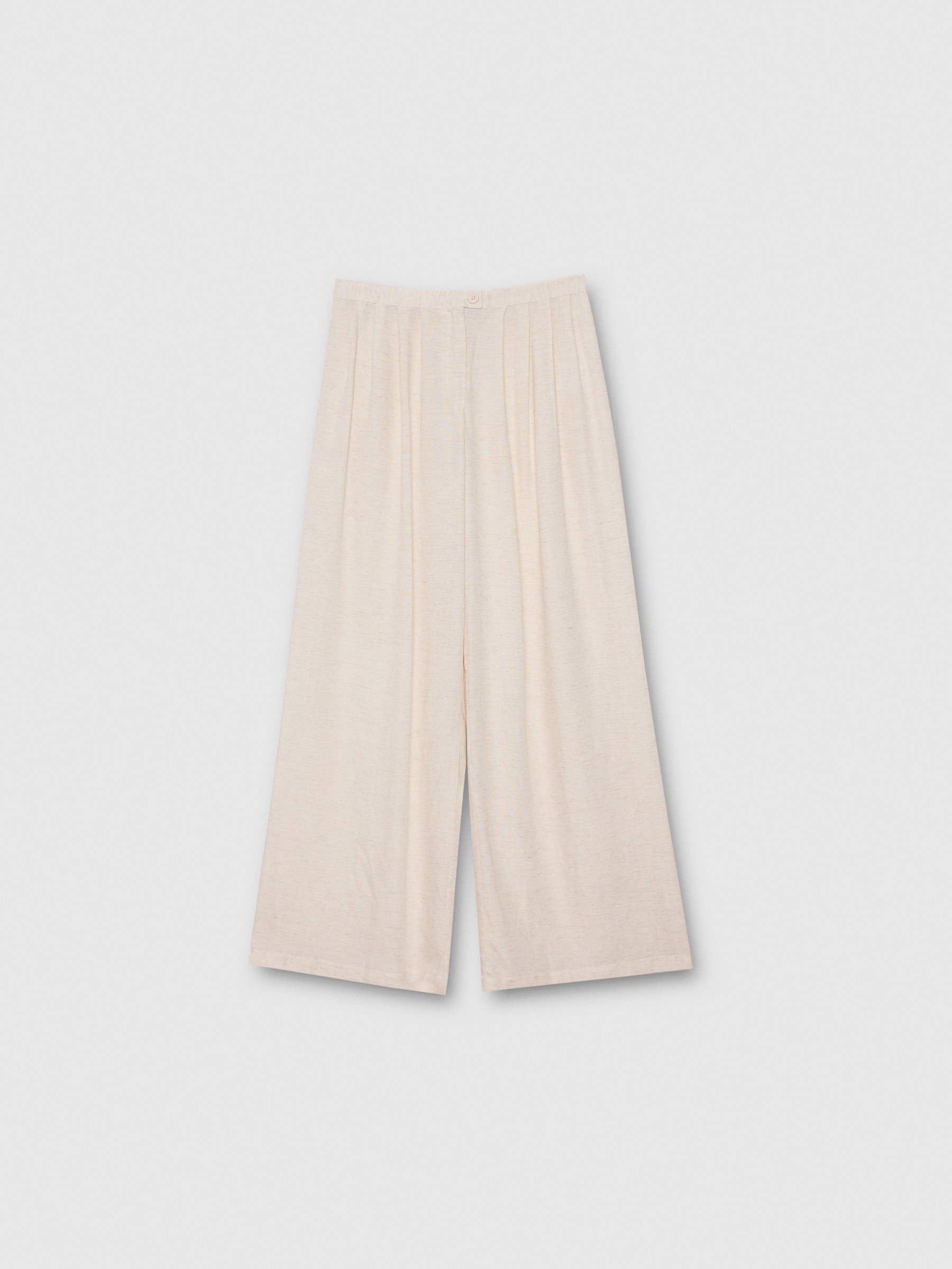 Fluid pants with linen beige general front view