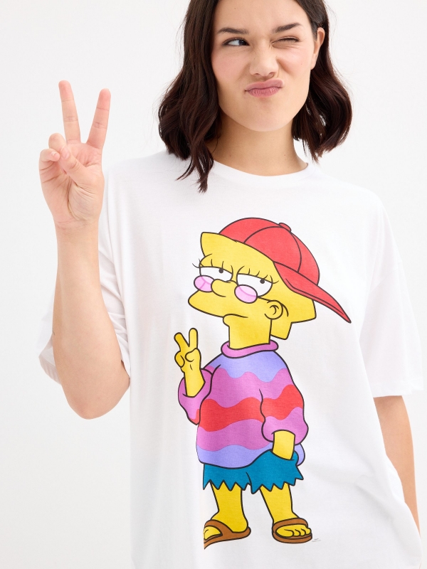 Lisa Simpson short sleeve t-shirt white detail view