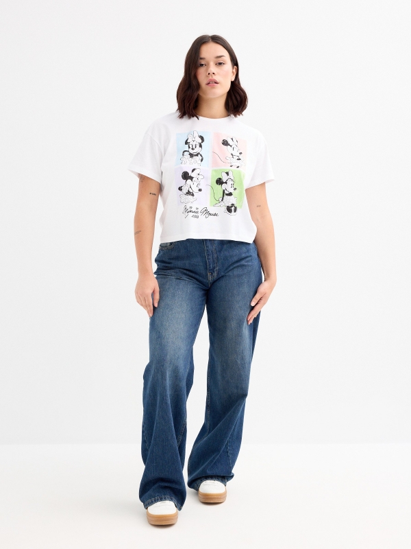 Camiseta manga corta Minnie Mouse blanca blanco vista general frontal