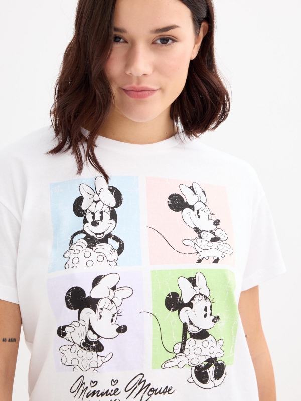 Camiseta manga corta Minnie Mouse blanca blanco vista detalle