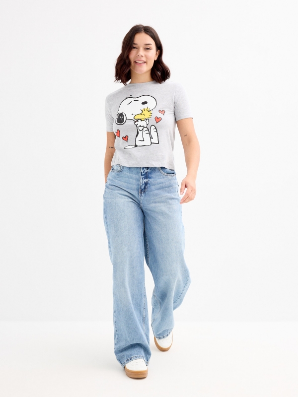 Short sleeve Snoopy t-shirt medium melange front view