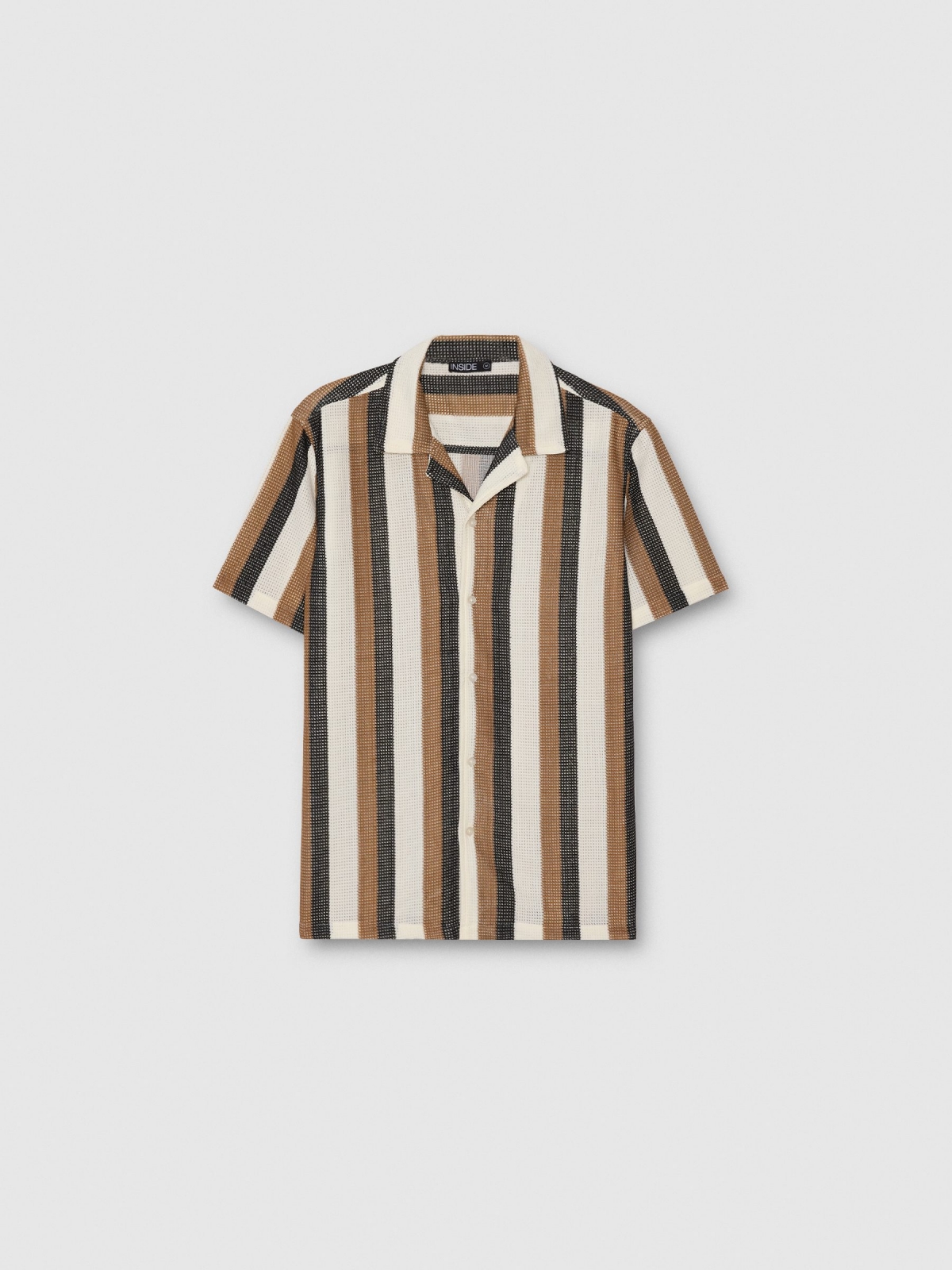  Camisa manga corta punto rayas crudo vista detalle