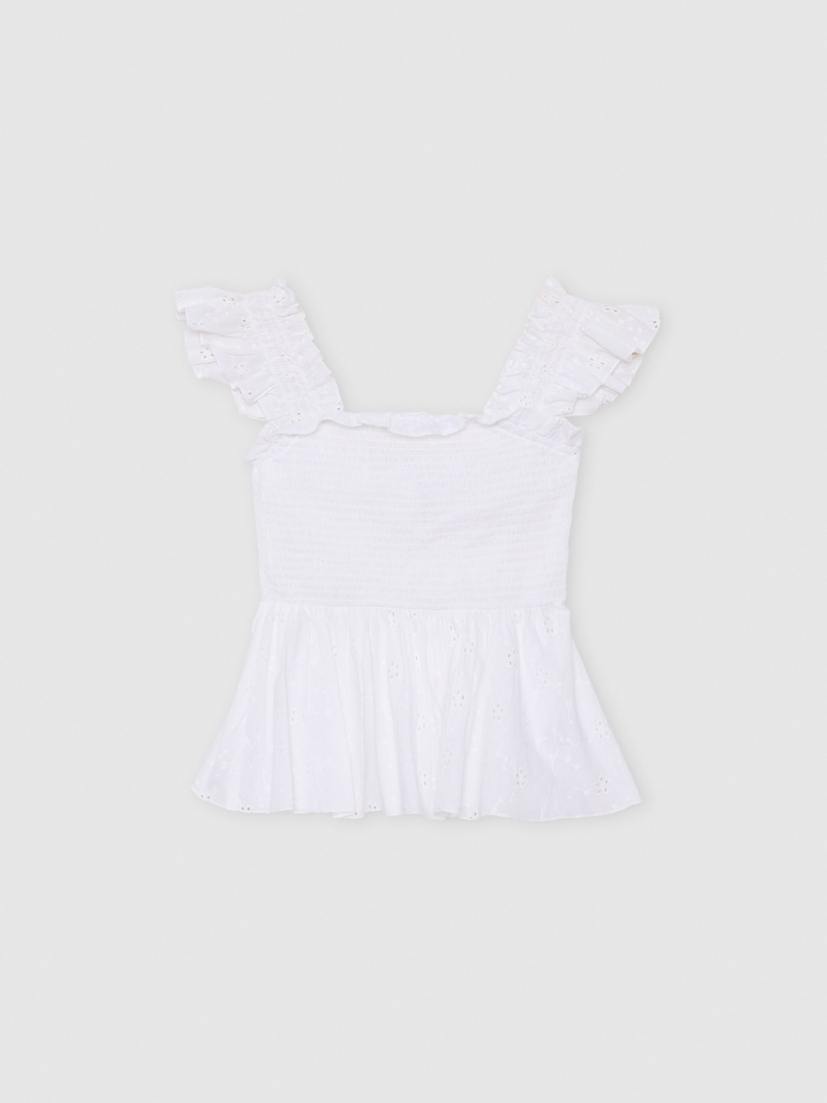  Top honeycomb ruffles white detail view