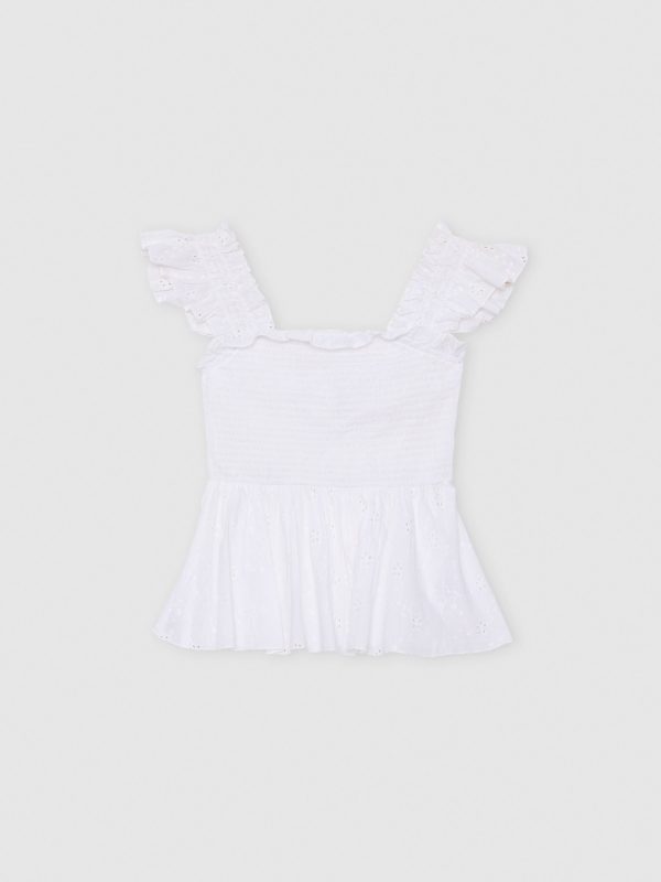  Top honeycomb ruffles white detail view