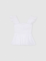 %Pto% Top volantes nido de abeja blanco vista detalle