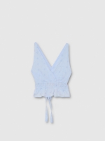 %Pto% Embroidered backless top sky blue detail view