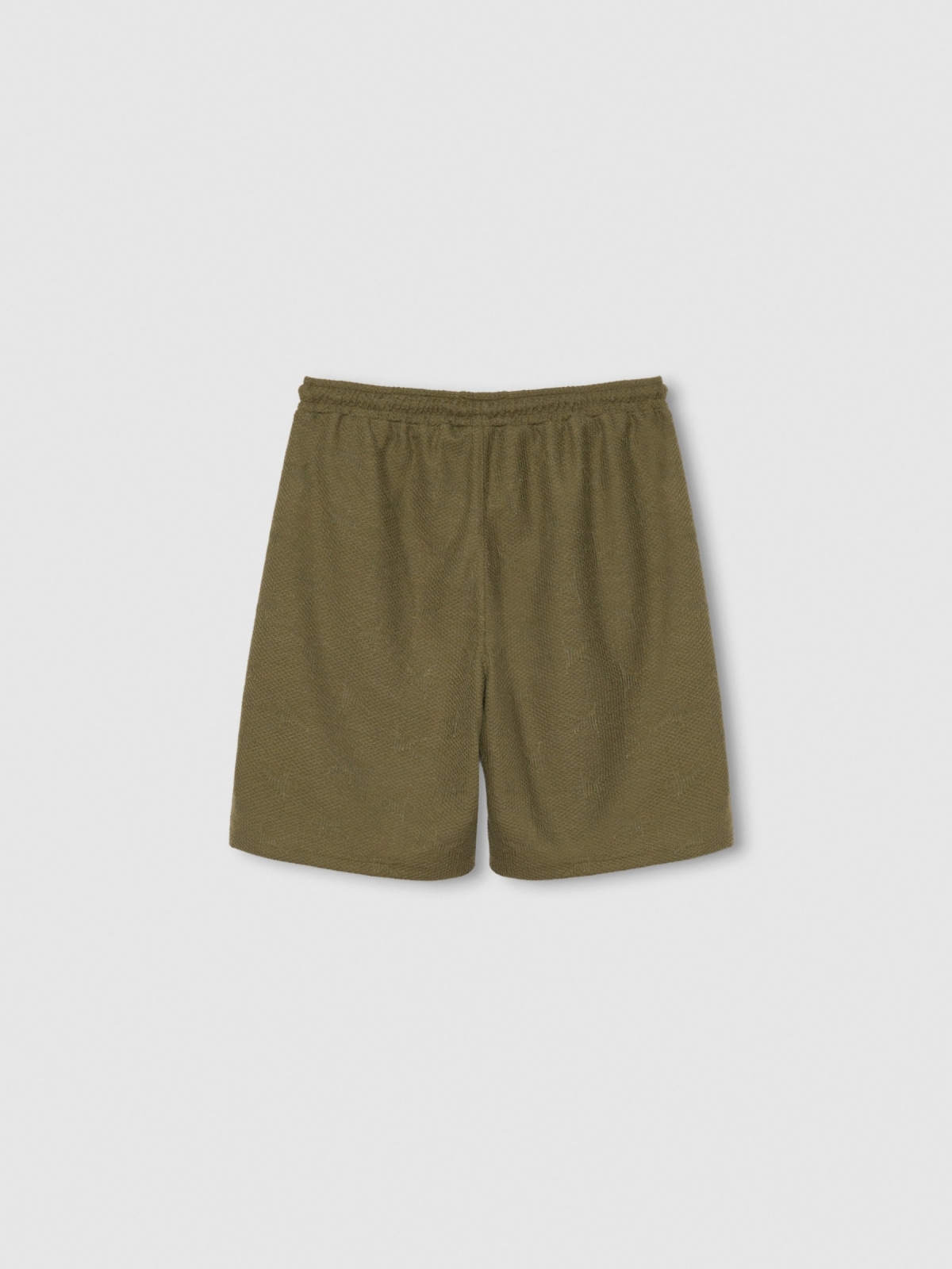 Bermuda jogger in textured fabric green back view