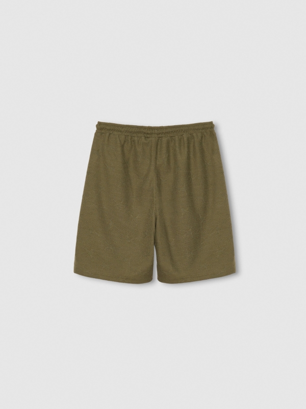 Bermuda jogger in textured fabric green back view
