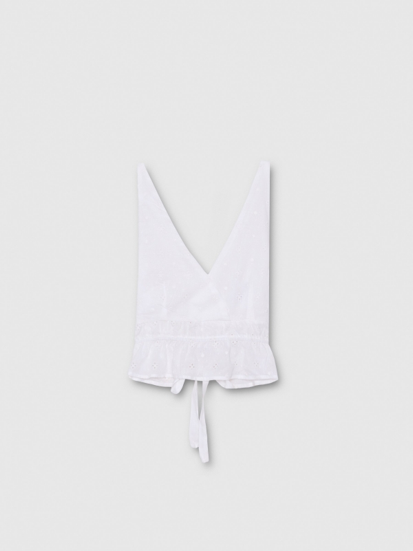  Embroidered backless top white detail view
