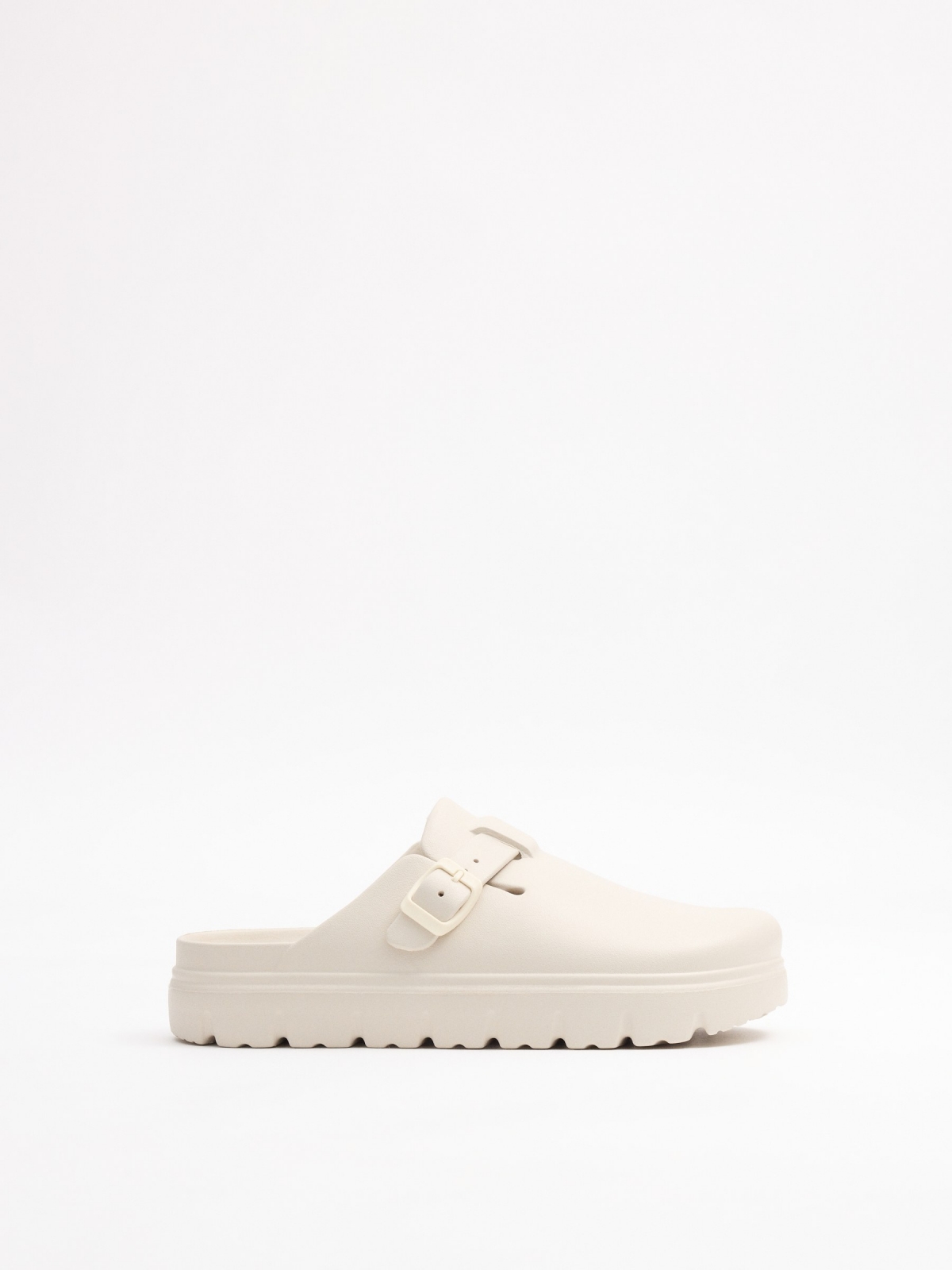 Platform clog sandal taupe zenithal view