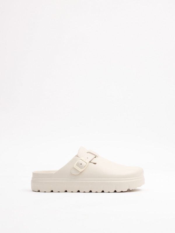 Platform clog sandal taupe zenithal view