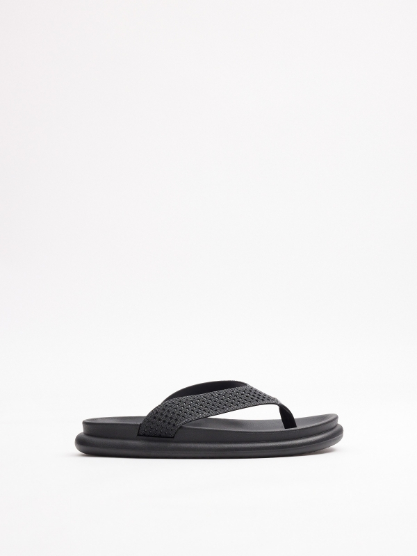 Chanclas dedo confort negra negro vista cenital