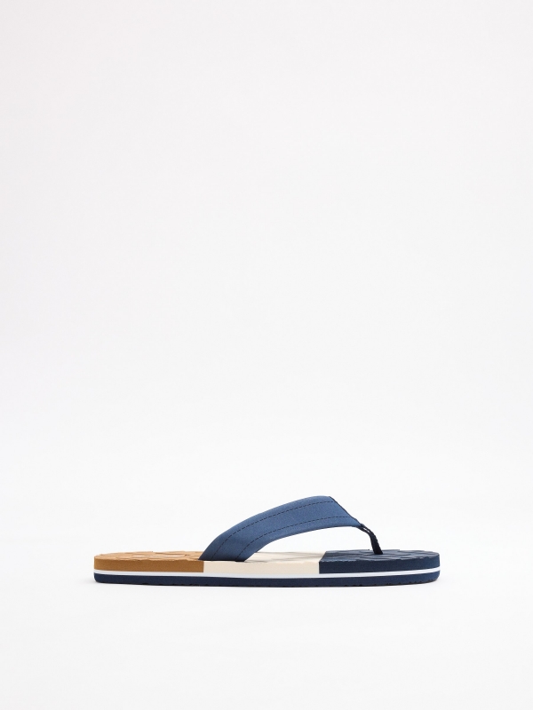 Chinelo de dedo combinado azul vista superior