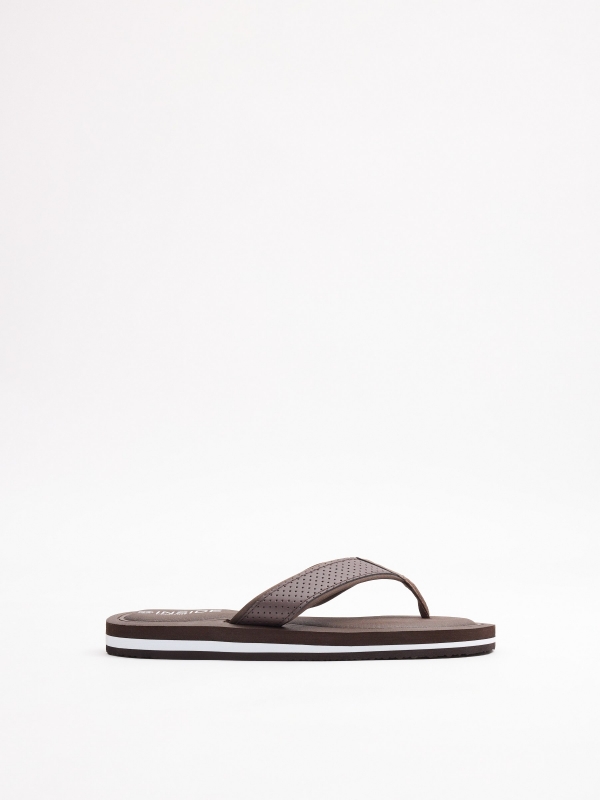 Chinelo dedo conforto marrom marrom escuro vista superior