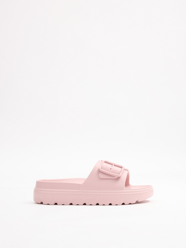 Chancla pala plataforma rosa hebilla rosa nude vista cenital