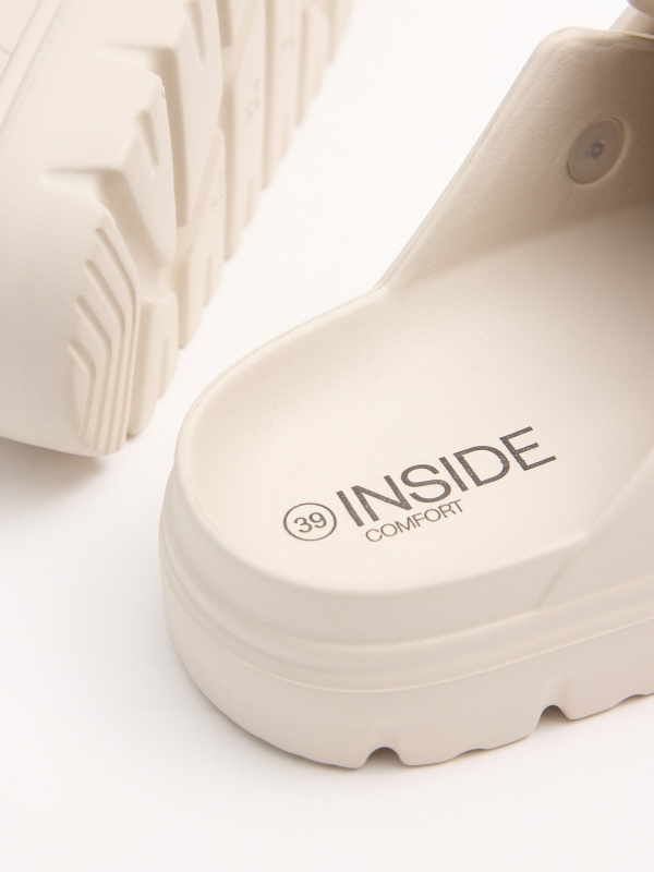 Platform clog sandal taupe detail view