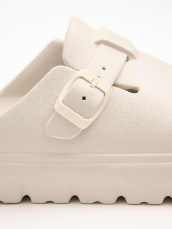 Platform clog sandal taupe detail view