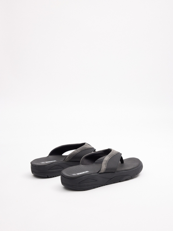 Platform toe sandal black 45º back view
