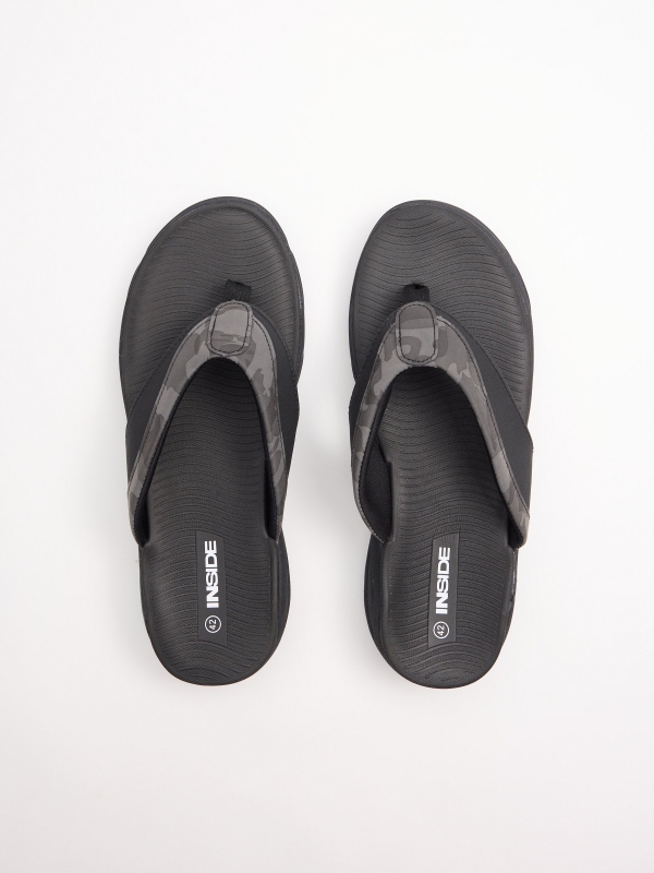 Platform toe sandal black 45º back view