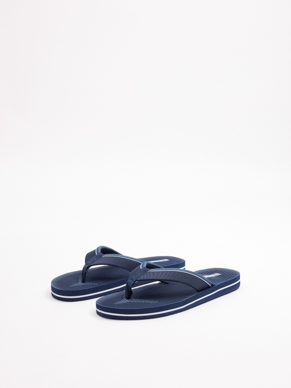 Chinelo dedo náilon azul vista frontal 45º