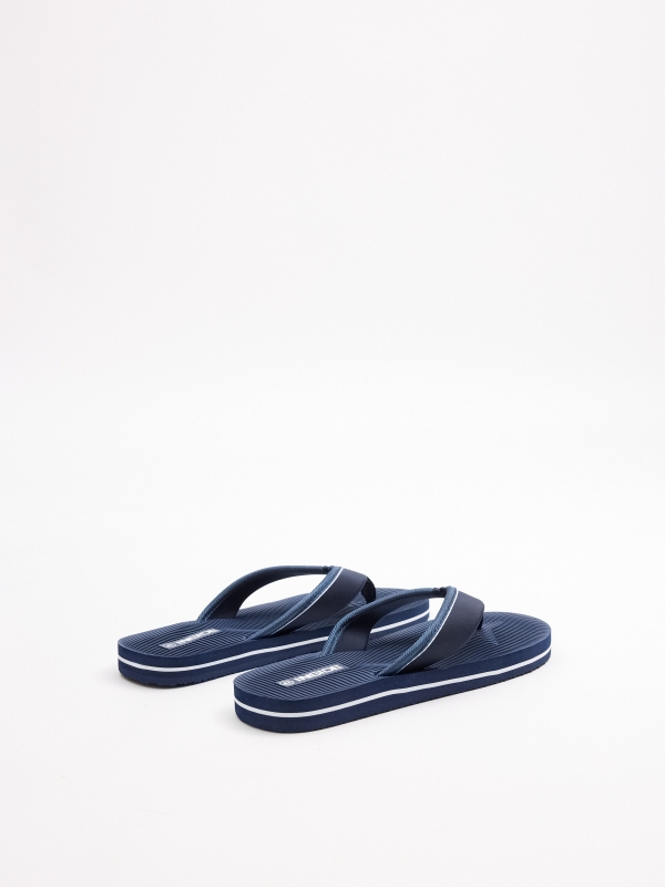 Chinelo dedo náilon azul vista traseira 45º