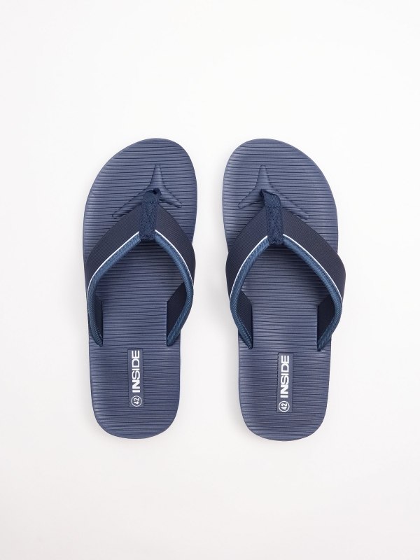 Chinelo dedo náilon azul vista traseira 45º