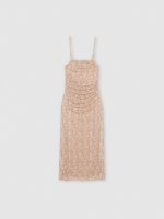 %Pto% Long printed dress taupe detail view