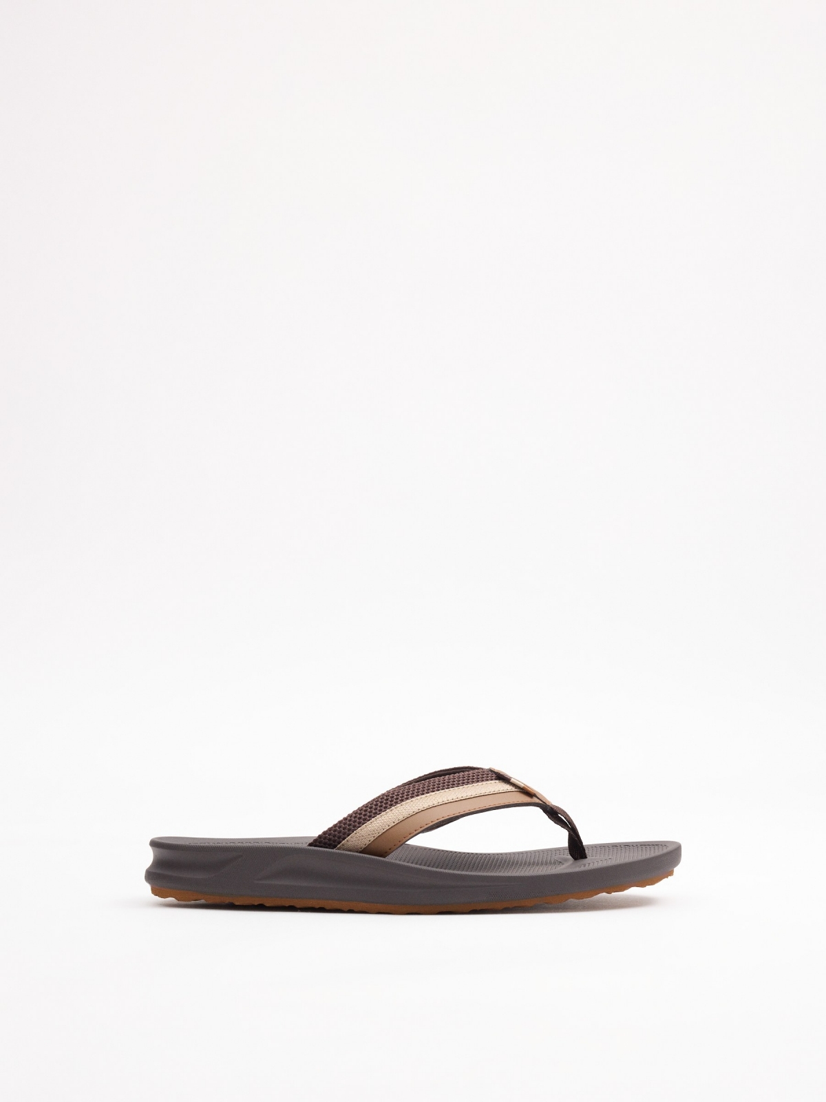 Faux leather toe sandal dark brown zenithal view