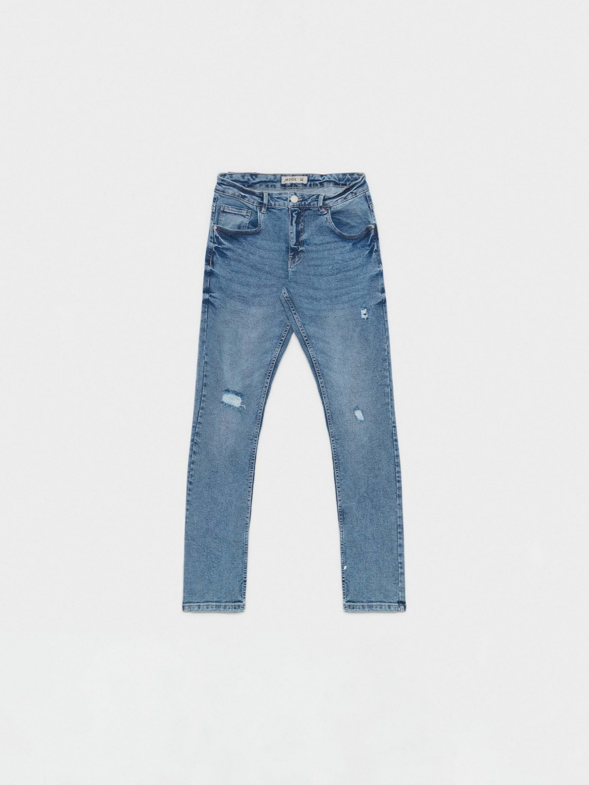 Jeans slim azul rotos azul vista detalle