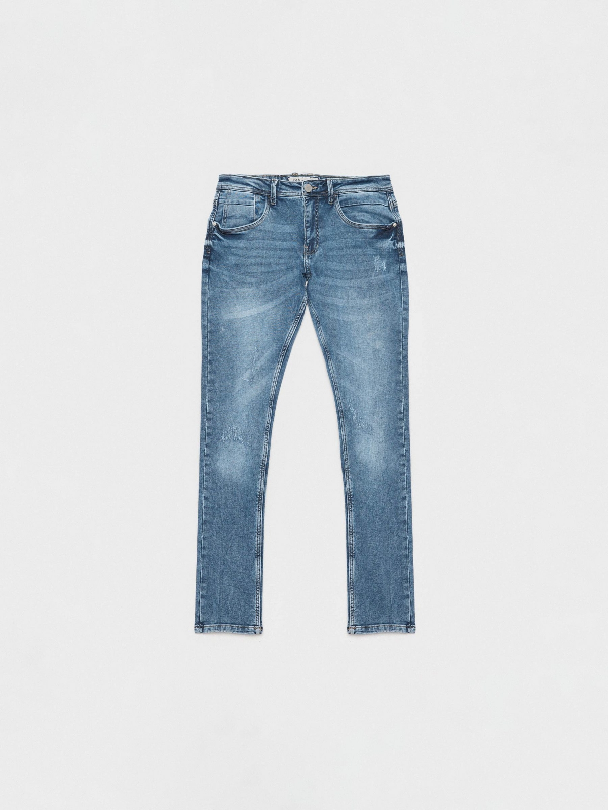 Jeans slim lavado cinco bolsillos azul vista detalle
