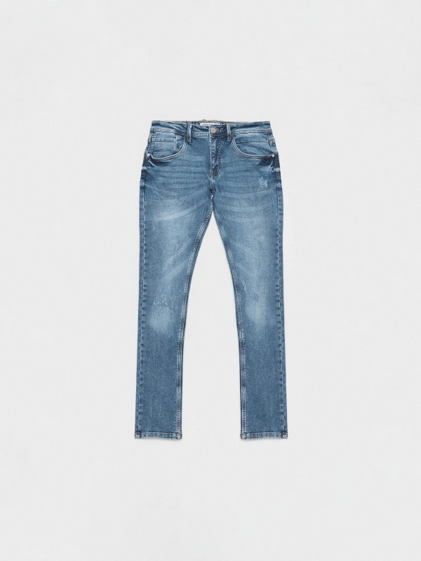 Jeans slim lavado cinco bolsillos azul vista detalle