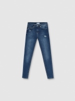 %Pto% Jeans skinny rotos tiro medio azul vista frontal