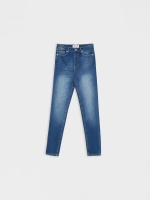 %Pto% Jeans skinny tiro alto efecto lavado azul marino vista frontal