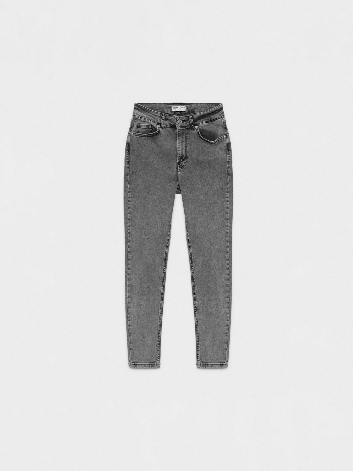  Super high waist washed black skinny jeans black front view