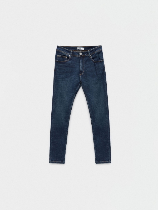 Calças de ganga azul escuro e skinny azul vista detalhe