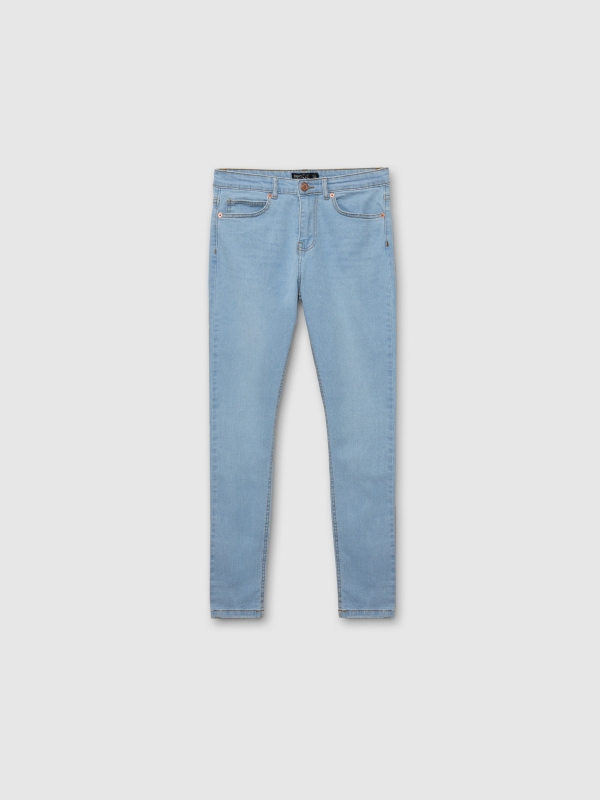  Mid-rise skinny jeans blue front view