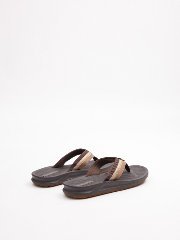 Faux leather toe sandal dark brown 45º back view